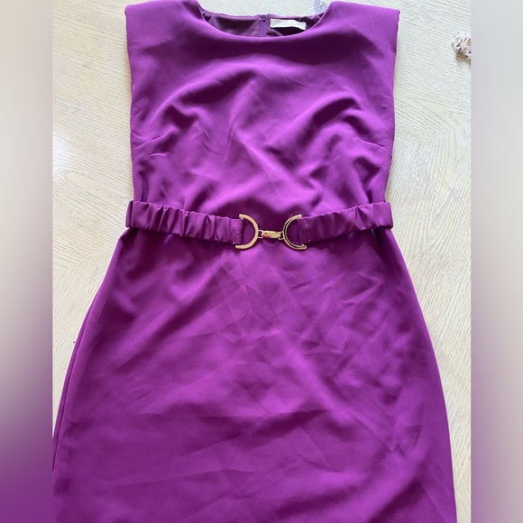 Sublini NWT  Women's Shoulder Pad Tank Dress Sleeveless/ Purple Size M . - Picture 8 of 13